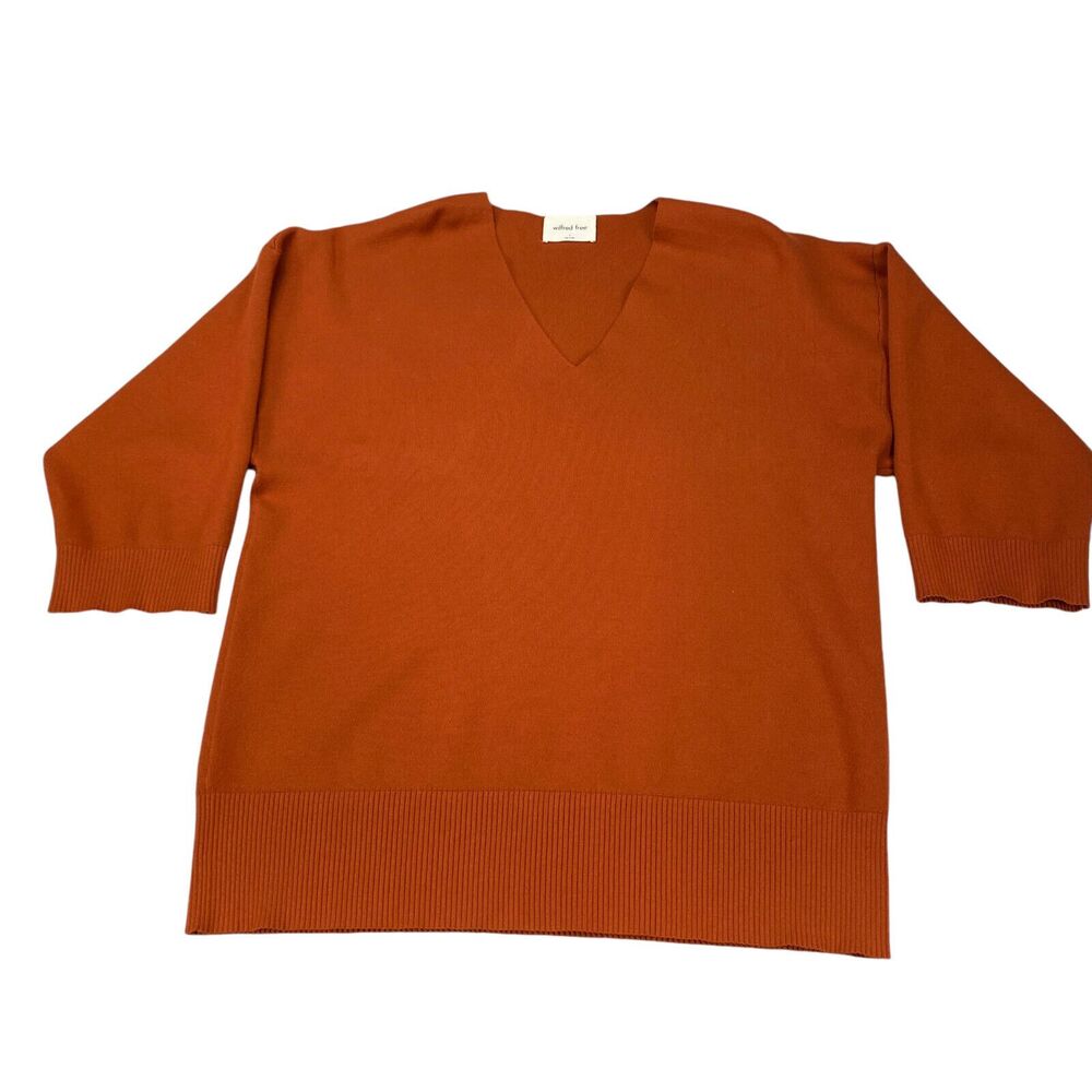 Wilfred‎ Free - Aritzia Pullover V Neck Sweater Women's Size 2 Orange Rib Trim